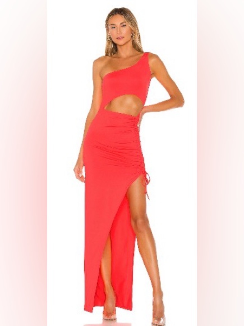 superdown One-Shoulder Coral Cutout High-Low Dress